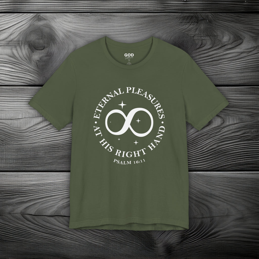 Eternal Pleasures ay His Right Hand Unisex Jersey Short Sleeve Tee