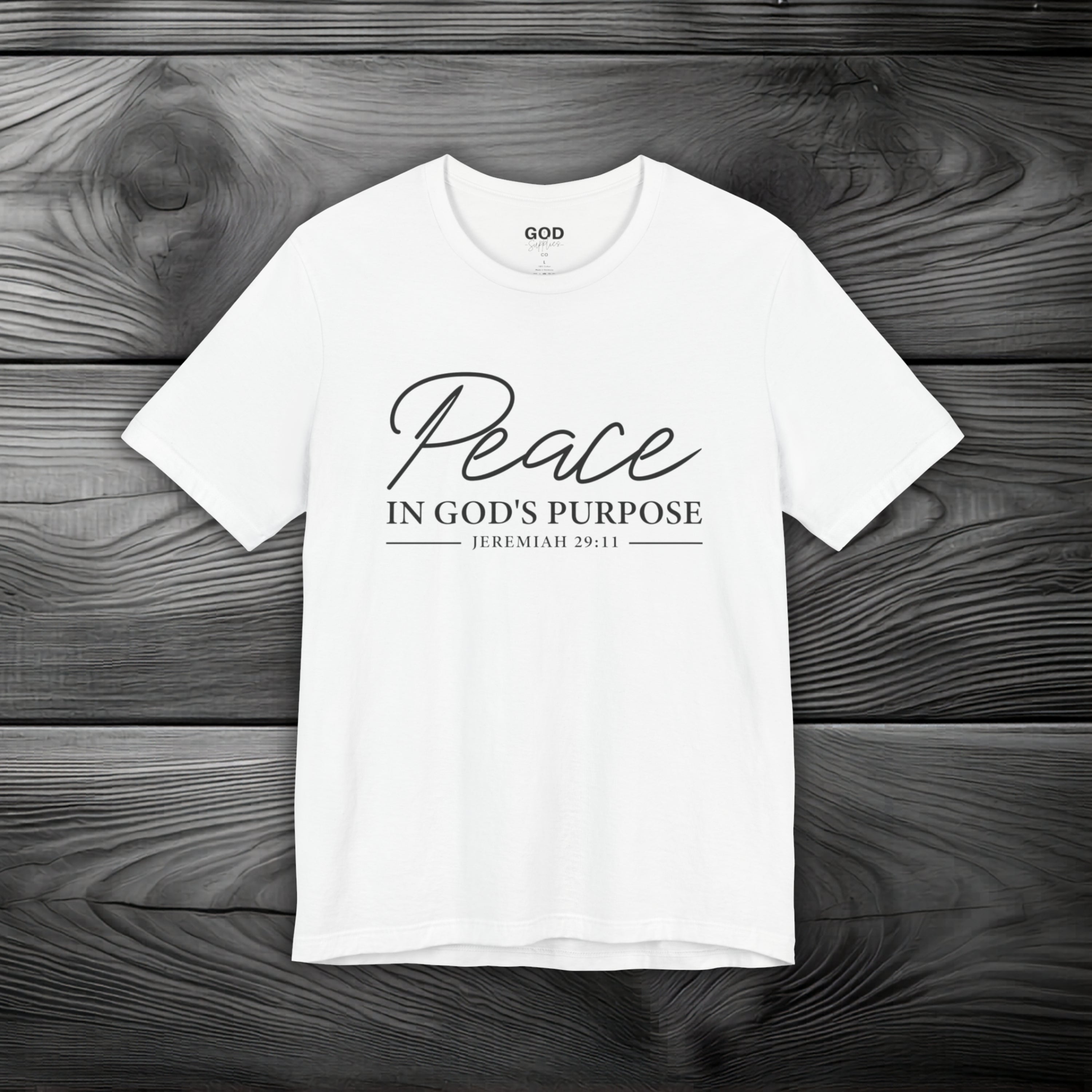 Peace in His Purpose Unisex Jersey Short Sleeve Tee