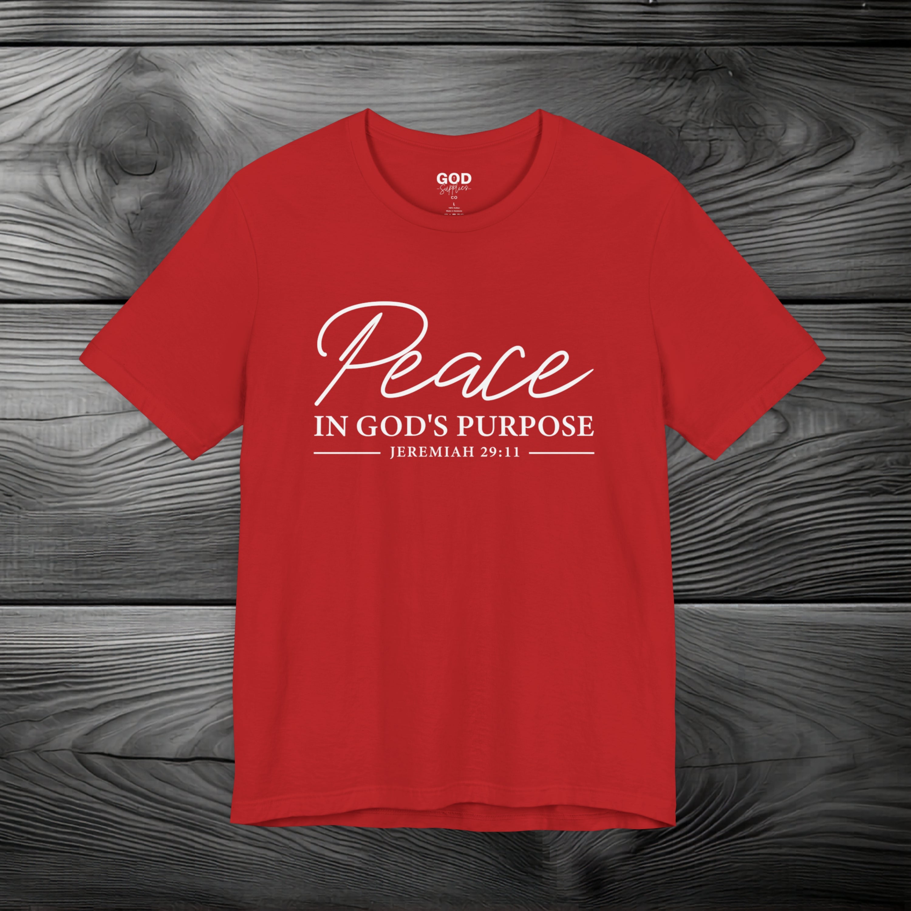 Peace in His Purpose Unisex Jersey Short Sleeve Tee