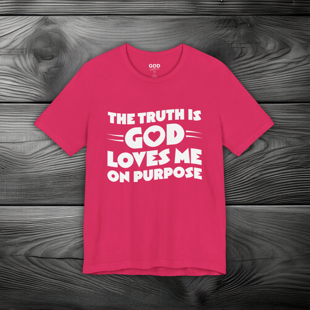 The Truth is God Love Me on Purpose Unisex Jersey Short Sleeve Tee
