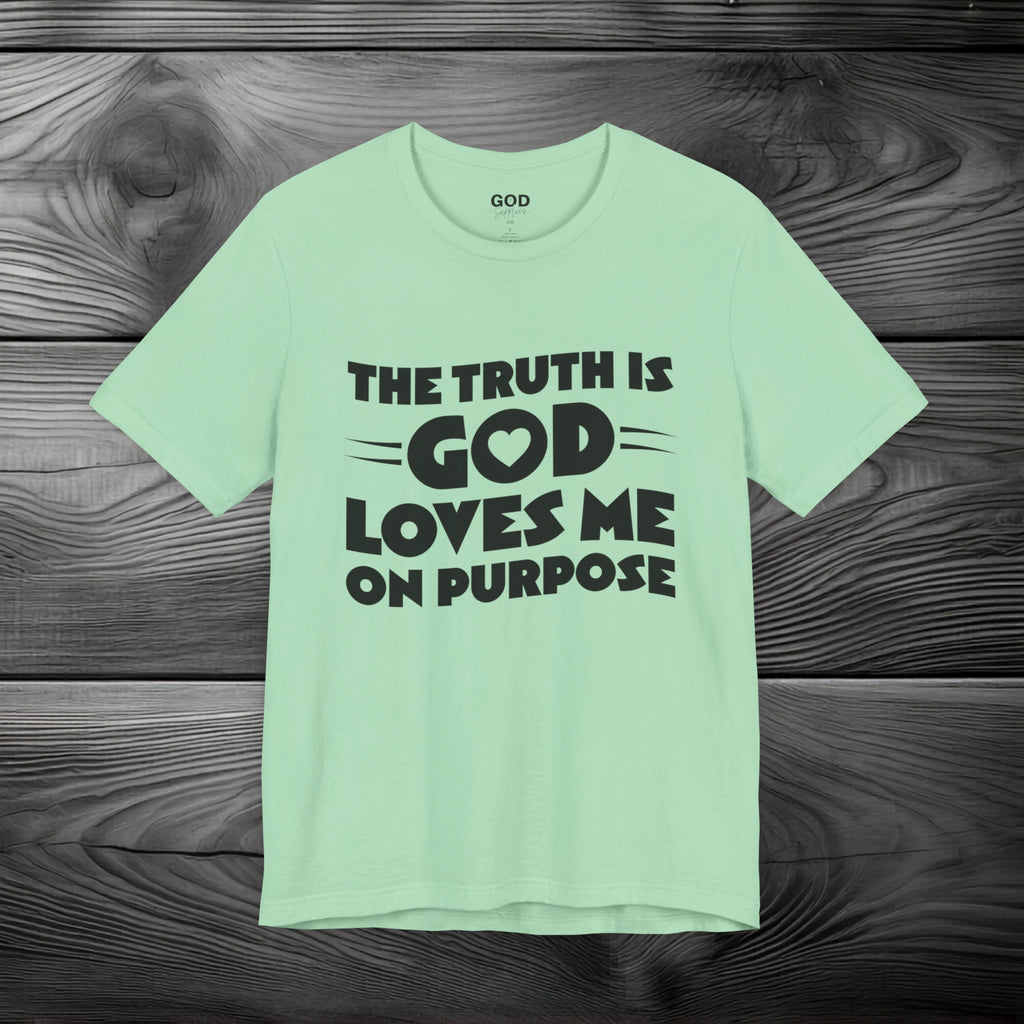 The Truth is God Love Me on Purpose Unisex Jersey Short Sleeve Tee