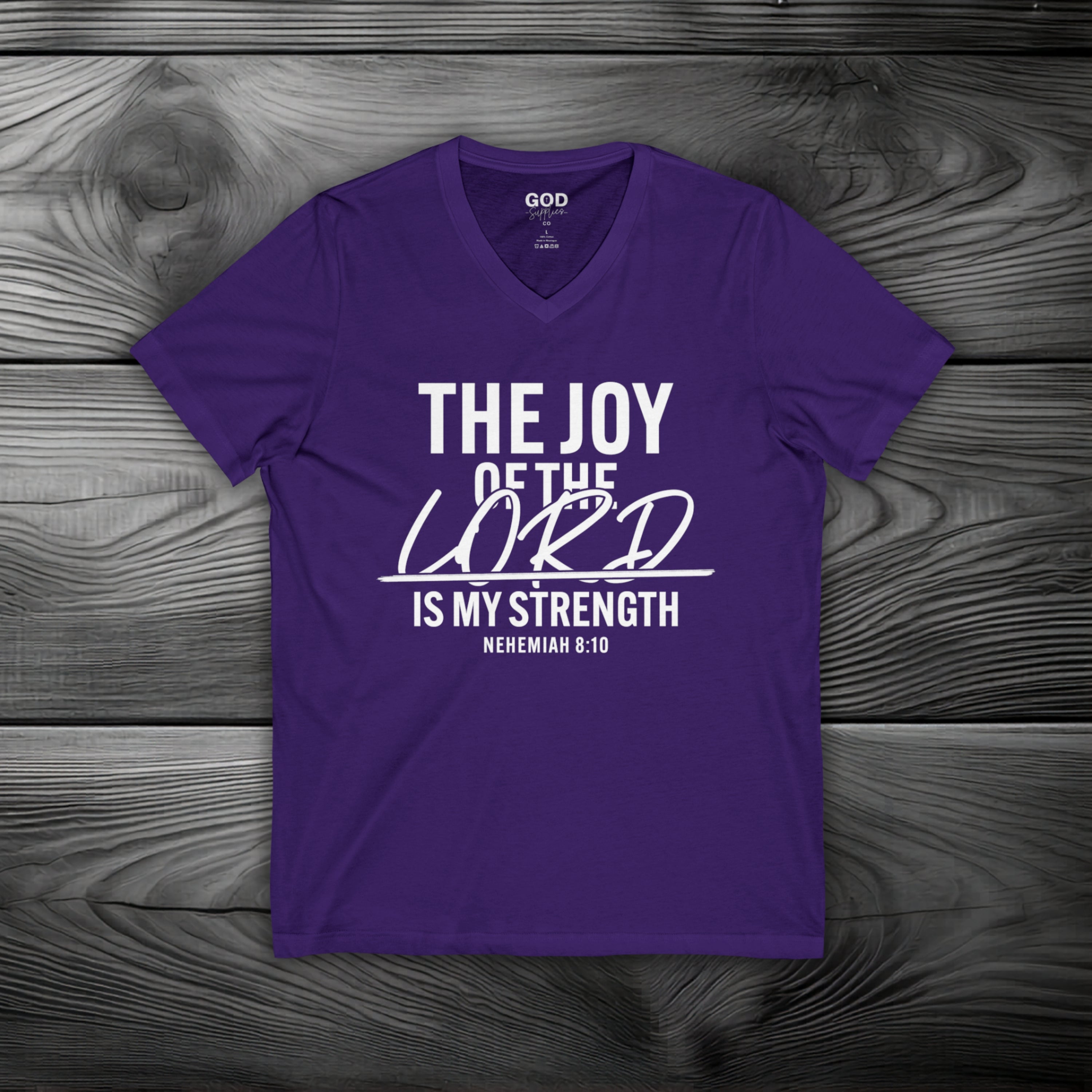 The Joy of The Lord is My Strength Unisex Jersey Short Sleeve V-Neck Tee